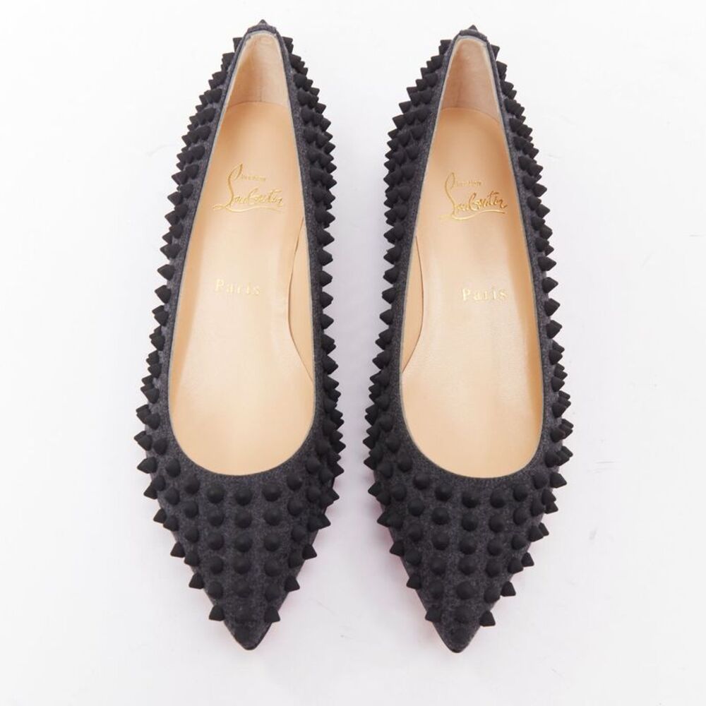 Christian Louboutin Pigalle Spikes Flat flannel studded shoes